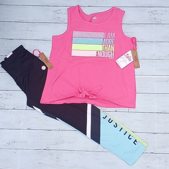 Girls Justice Tank Top Shirt & Pants 2pc Outfit Size L - Picture 1 of 9